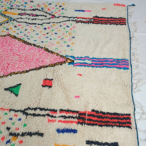 Moroccan White Azilal Rug | MALKA | 9'7x6'4 Ft | 2,95x1,95 m | 100% wool handmade - OunizZ