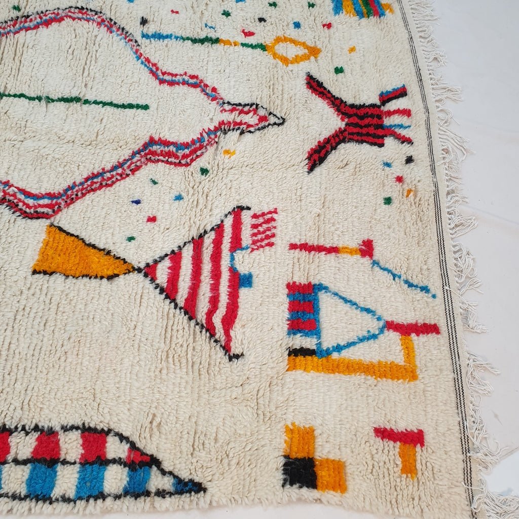 Moroccan White Azilal Rug | ORAJI | 10x6'2 Ft | 3,05x1,90 m | 100% wool handmade - OunizZ