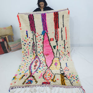 Moroccan White Rug Azilal | KWIMA | 8'2x4'8 Ft | 2,50x1,45 m | 100% wool handmade - OunizZ