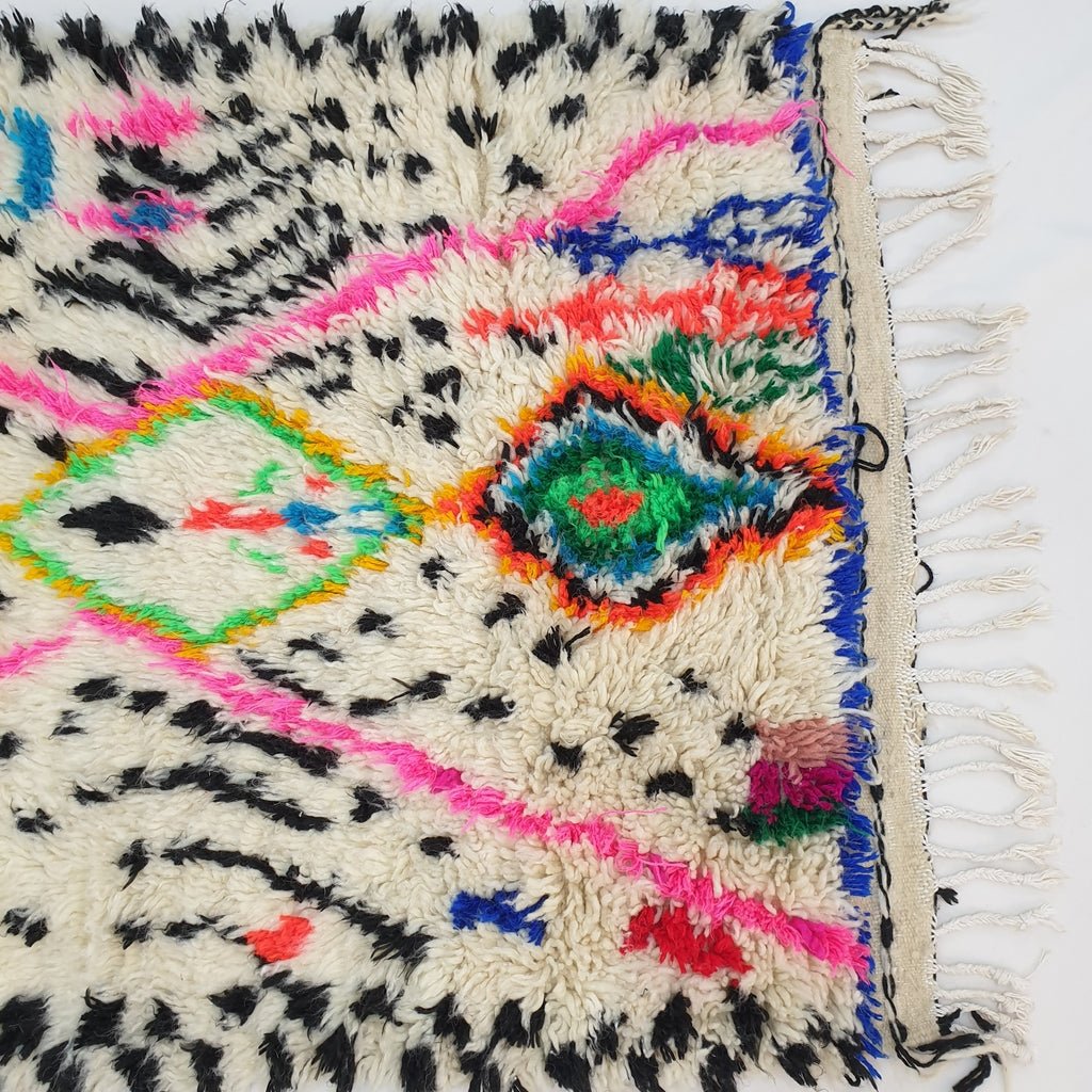 Moroccan White Rug Azilal | MIYUKA | 5'1x3'3 Ft | 1,56x1 m | 100% wool handmade - OunizZ