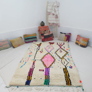 Moroccan White Rug Azilal | TANDA | 8'7x4'9 Ft | 2,64x1,48 m | 100% wool handmade - OunizZ