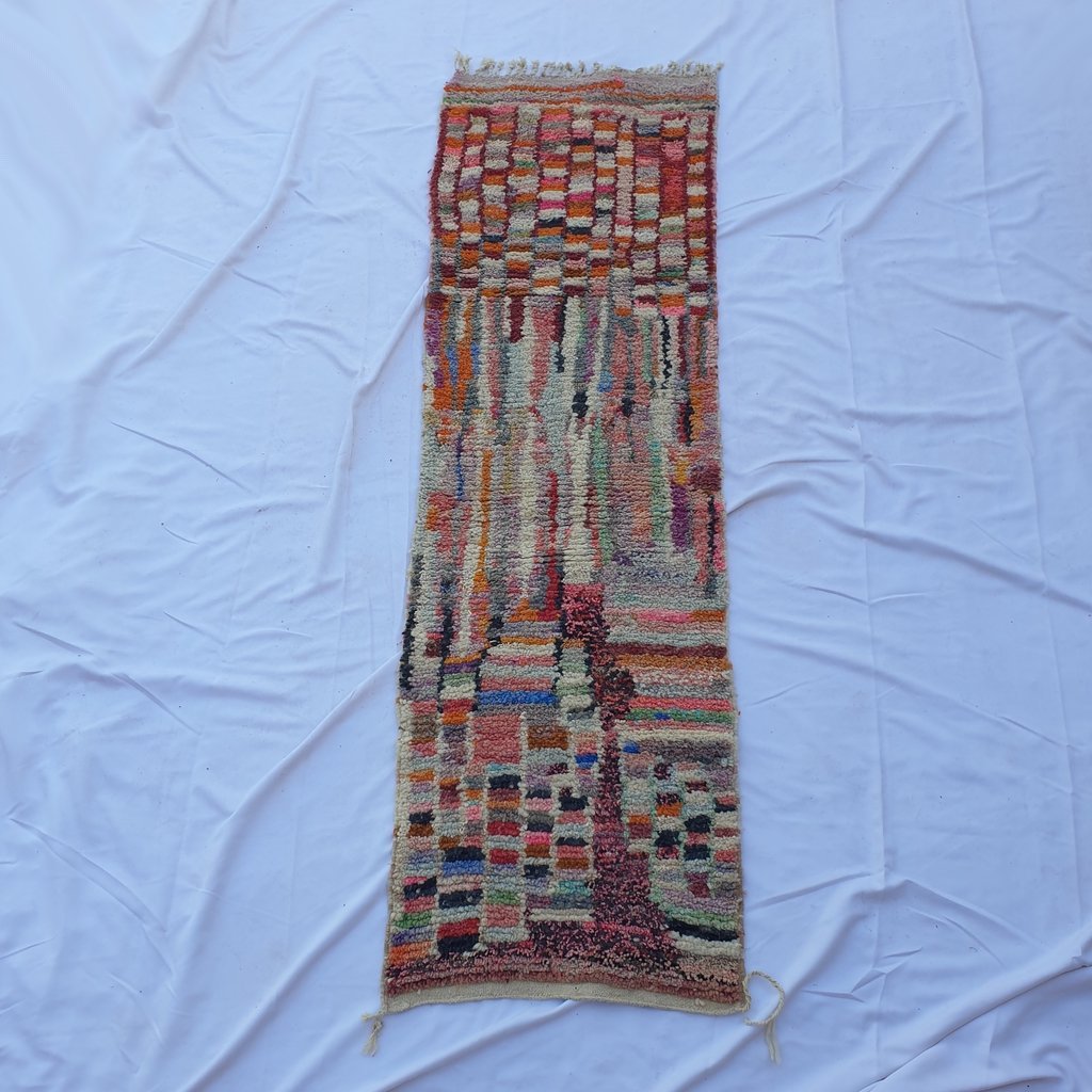 MOURI Runner | 8'2x2'4 Ft | 2,50x0,74 m | Moroccan Colorful Rug | 100% wool handmade - OunizZ