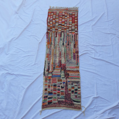 MOURI Runner | 8'2x2'4 Ft | 2,50x0,74 m | Moroccan Colorful Rug | 100% wool handmade - OunizZ