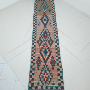 MRAH Runner | 11'3x2'7 Ft | 3,44x0,83 m | Moroccan Colorful Rug | 100% wool handmade - OunizZ