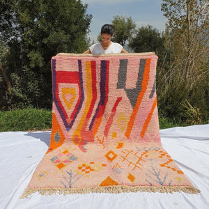 MRAR | 8x5 Ft | 2,5x1,5 m | Moroccan Colorful Rug | 100% wool handmade - OunizZ