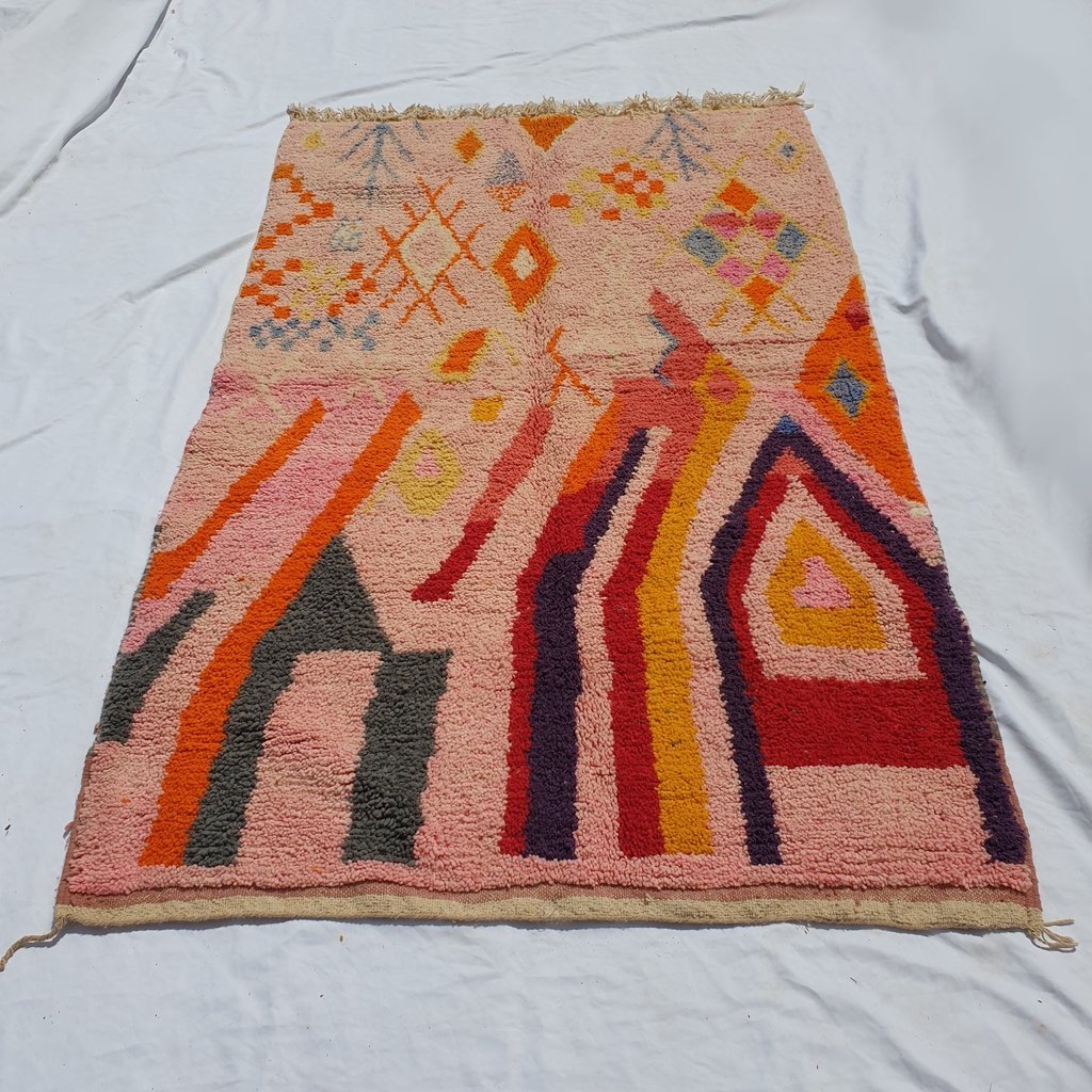MRAR | 8x5 Ft | 2,5x1,5 m | Moroccan Colorful Rug | 100% wool handmade - OunizZ