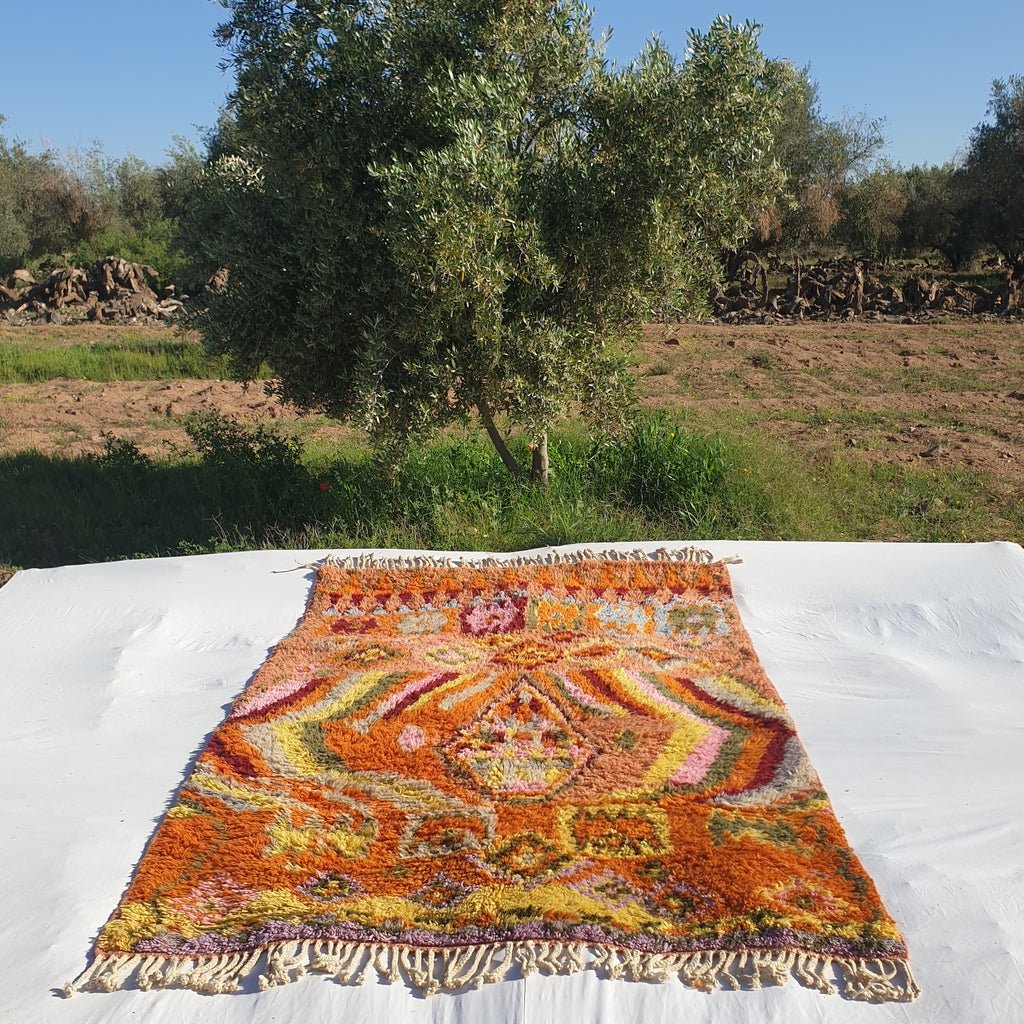 Naima | Moroccan Beni Mrirt rug Ultra Soft & Thick | 9'9x6'2 Ft | 302x190 cm | Moroccan Colorful Beni Mrirt Rug | 100% wool handmade - OunizZ