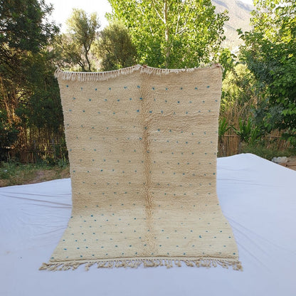 Nazraka - BENI OUARAIN Moroccan White Rug Soft & Thick for Living Room or bedroom | Moroccan High Pile Area Rug Berber Authentic Wool | 9'6x6'3 Ft | 294x193 cm - OunizZ