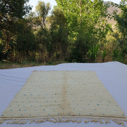 Nazraka - BENI OUARAIN Moroccan White Rug Soft & Thick for Living Room or bedroom | Moroccan High Pile Area Rug Berber Authentic Wool | 9'6x6'3 Ft | 294x193 cm - OunizZ