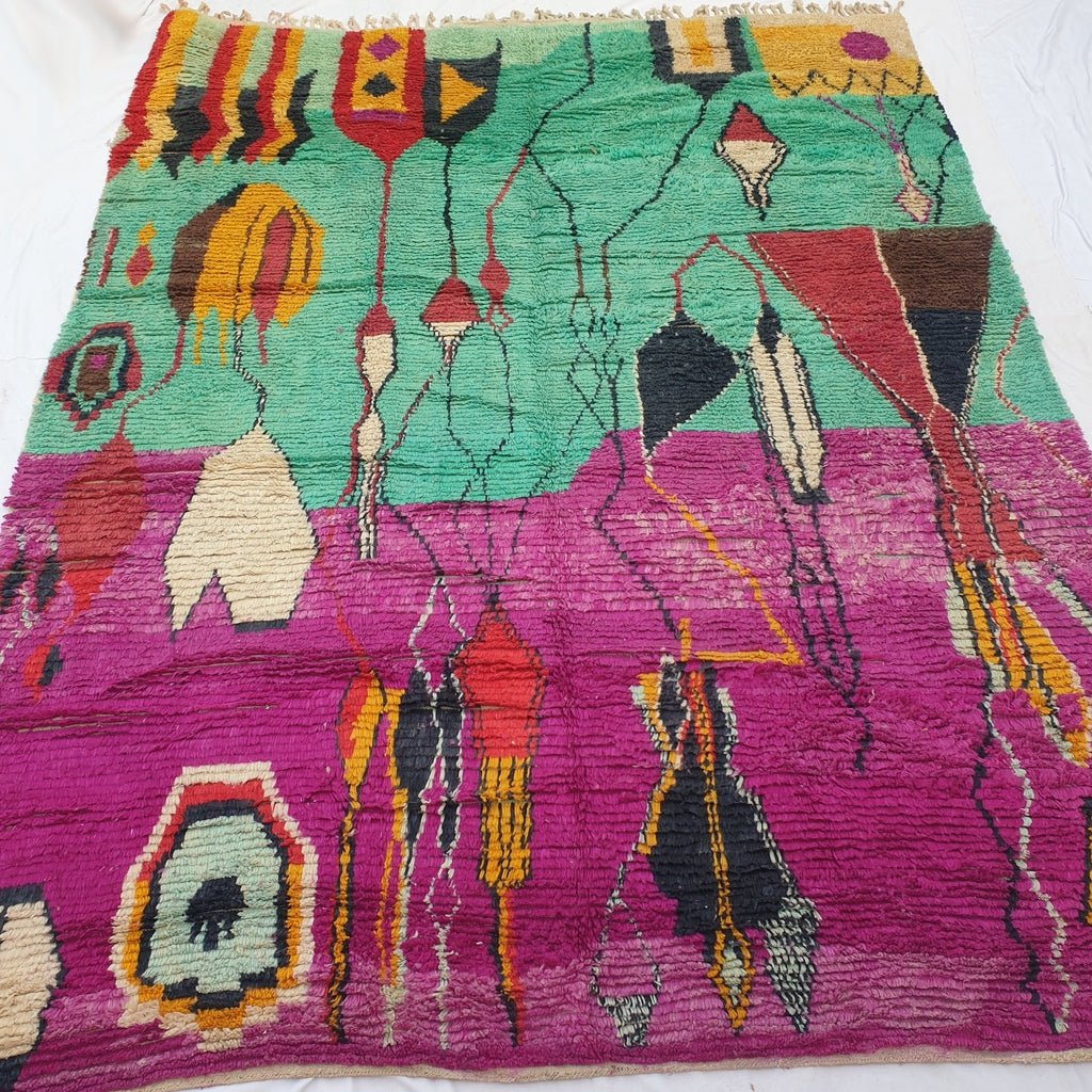Nesadra | MOROCCAN RUG BOUJAD | Moroccan Berber Rug | Colorful Rug Moroccan Carpet | Authentic Handmade Berber Living room Rugs | 13x9'61 Ft | 396x293 cm - OunizZ
