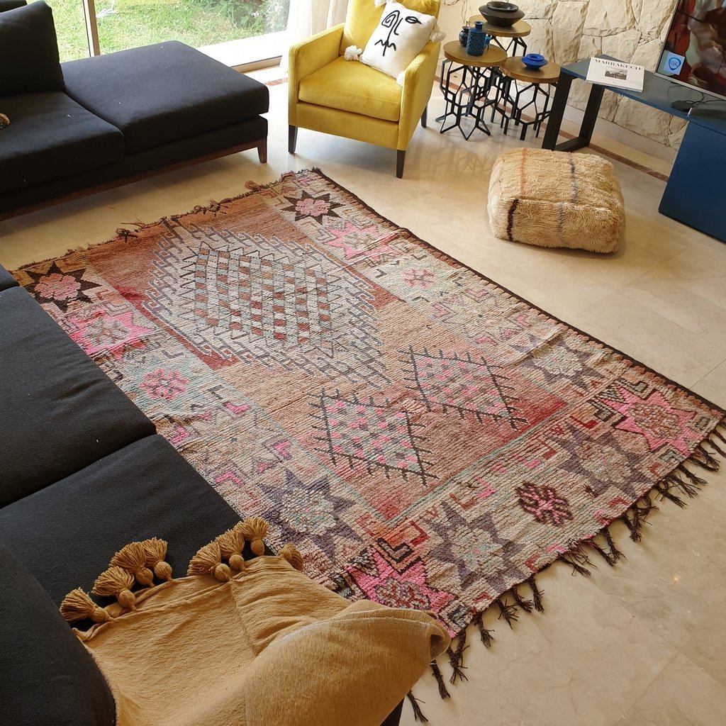 NOWARA | 8'2x6'2 Ft | 2,50x1,90 m | Moroccan VINTAGE Colorful Rug | 100% wool handmade - OunizZ