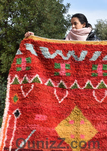 OUMA | 8'79x5'18 Ft | 268x158 cm | Moroccan Red Rug | 100% wool handmade - OunizZ