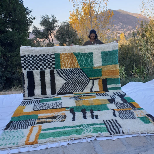 Pino - BENI OUARAIN Moroccan Large Rug Soft & Thick for Living Room or bedroom | Moroccan High Pile Area Rug Berber Authentic Wool | 11'3x8'5 Ft | 344x261 cm - OunizZ