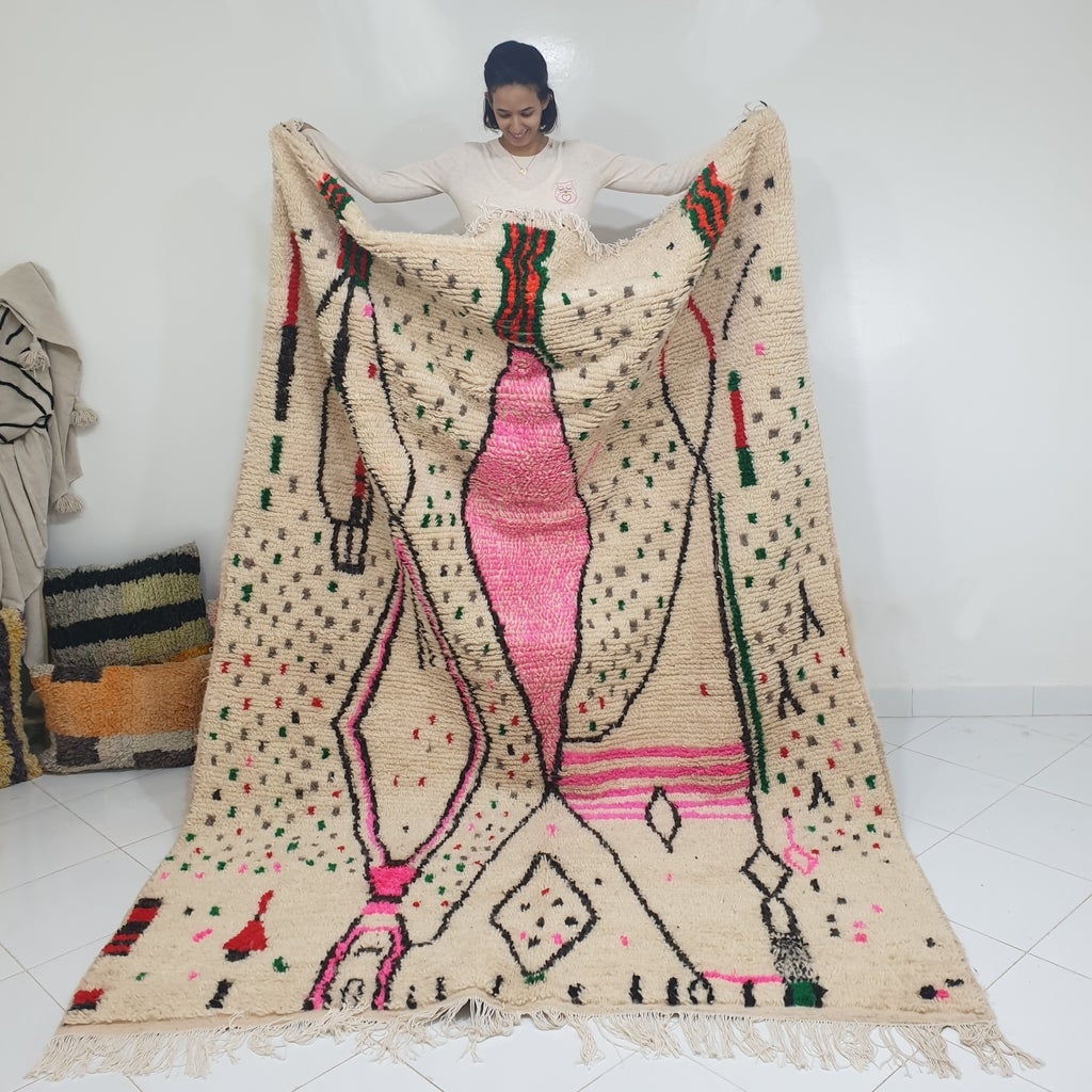 QUABLA | 9'5x6'6 Ft | 2.9x2 m | Moroccan White Rug | 100% wool handmade - OunizZ