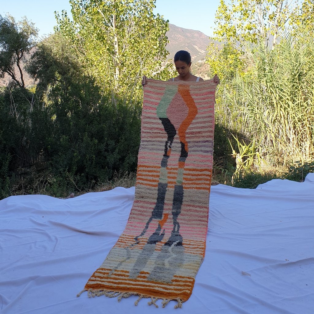RABHA Runner | 8'3x2'4 Ft | 2,53x0,73 m | Moroccan Colorful Rug | 100% wool handmade - OunizZ