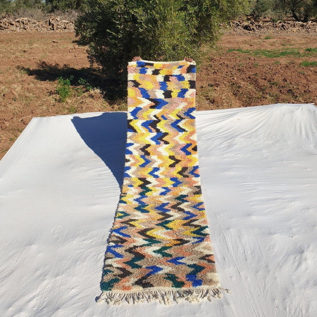 RAWE | 9'3 x 2'65 Ft | 2,82x0,81 m | Moroccan Beni Ourain Runner | 100% wool handmade - OunizZ