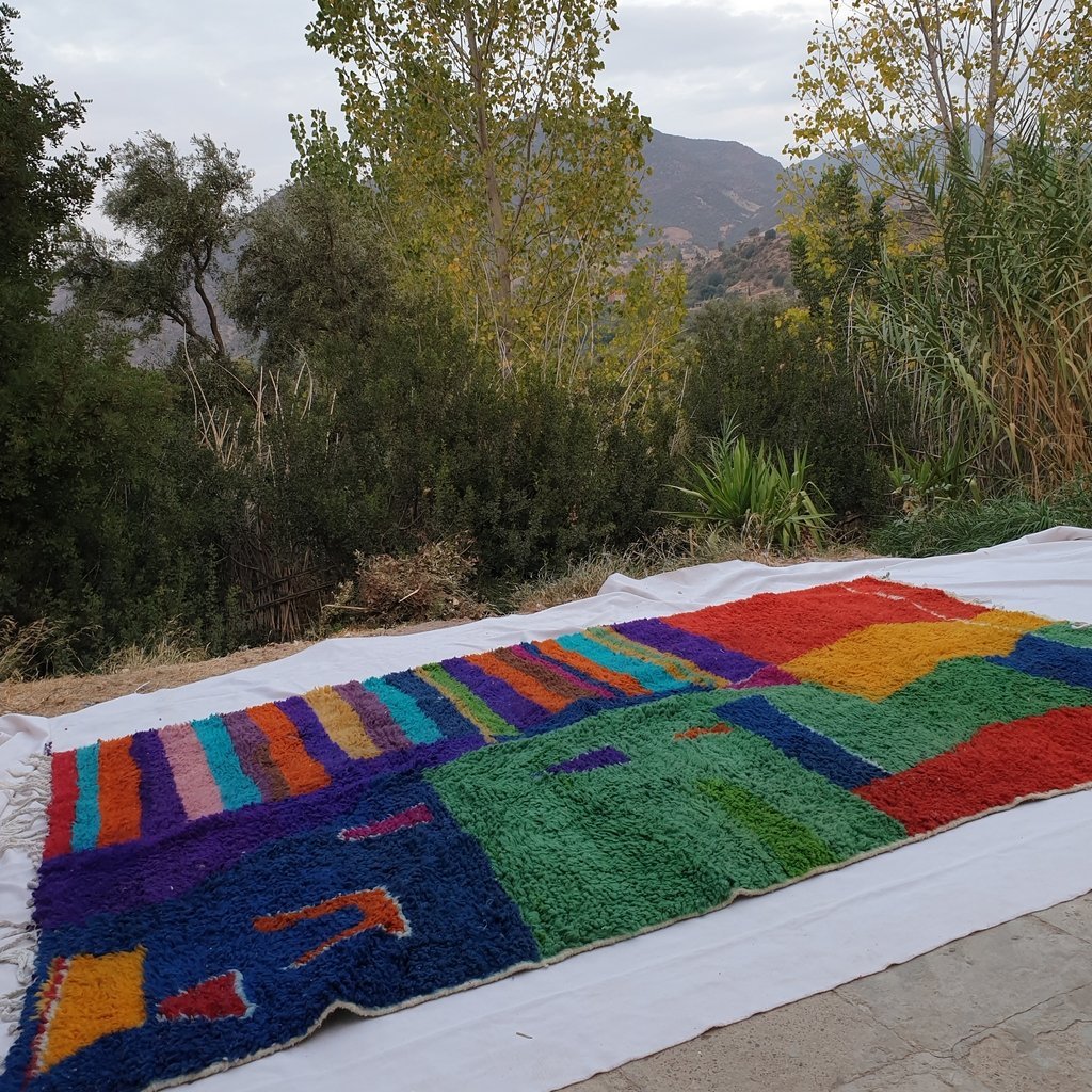 RISHA | 10'3x6'8 Ft | 315x206 cm | Moroccan Colorful Rug | 100% wool handmade - OunizZ