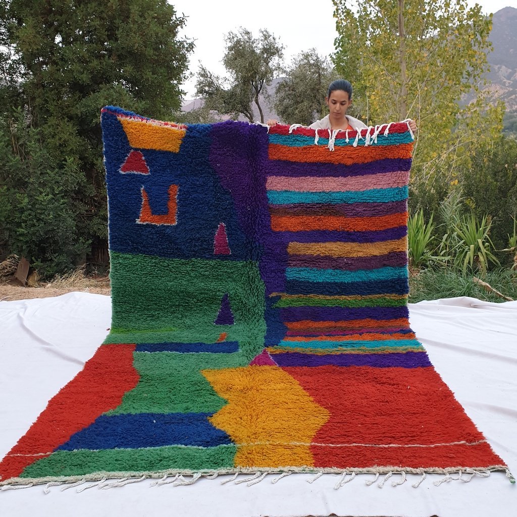 RISHA | 10'3x6'8 Ft | 315x206 cm | Moroccan Colorful Rug | 100% wool handmade - OunizZ