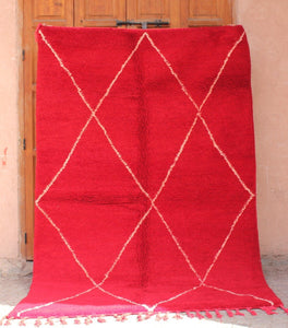 ROMANA | BENI OUARAIN Red Rug | 100% wool handmade in Morocco - OunizZ
