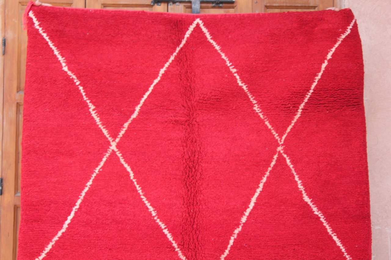 ROMANA | BENI OUARAIN Red Rug | 100% wool handmade in Morocco - OunizZ