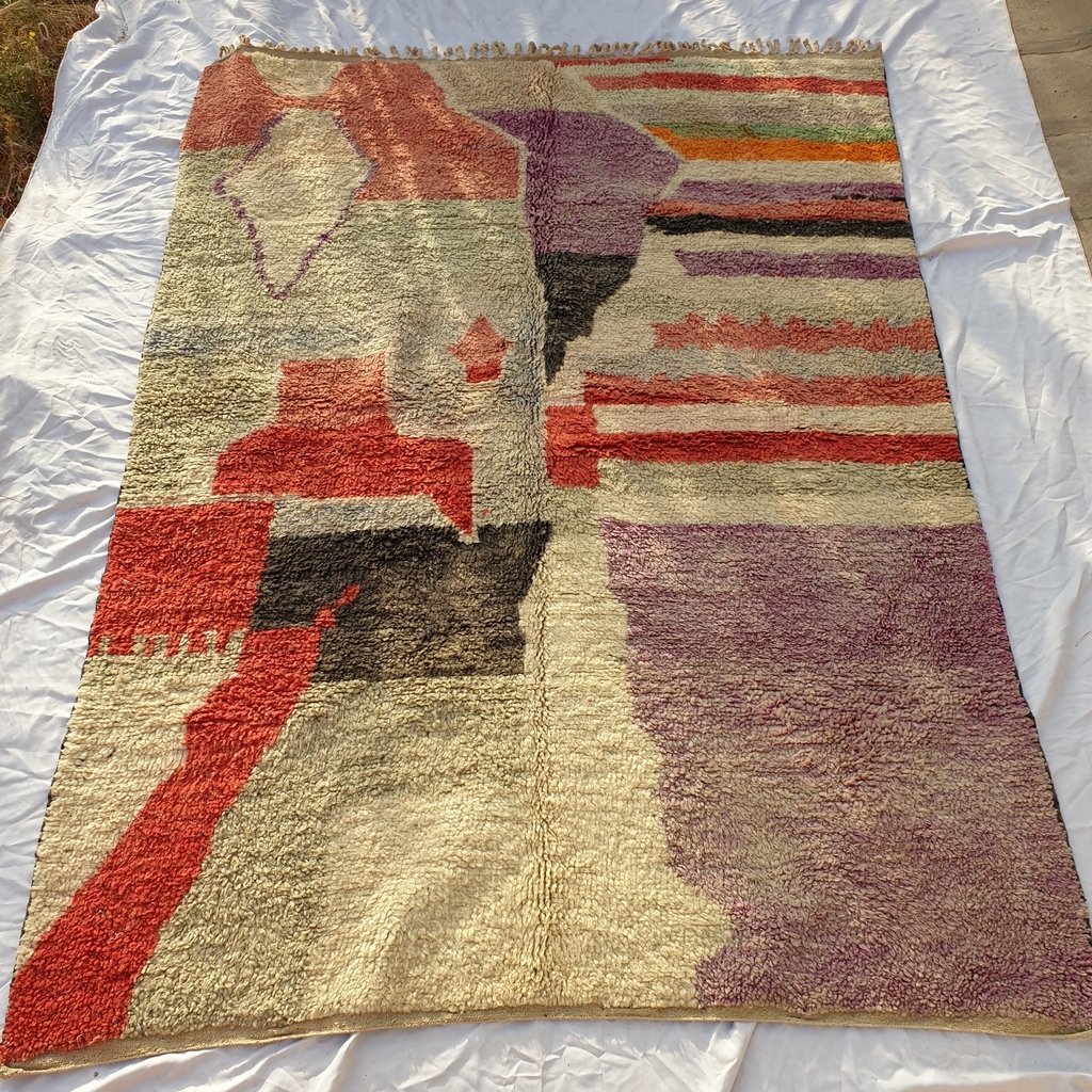 RWIHA | 9'4x6'7 Ft | 3x2 m | Moroccan Colorful Rug | 100% wool handmade - OunizZ