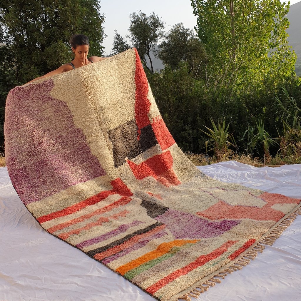 RWIHA | 9'4x6'7 Ft | 3x2 m | Moroccan Colorful Rug | 100% wool handmade - OunizZ