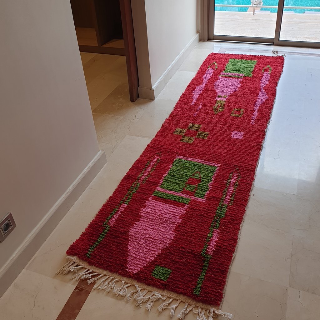 RYBA Runner | 9'2x2'5 Ft | 2,8x0,77 m | Moroccan Colorful Rug | 100% wool handmade - OunizZ