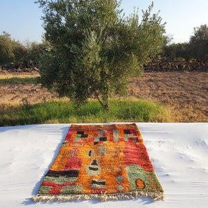 Sadaina - Moroccan Rug Boujad | Colorful Authentic Berber Handmade Bedroom Rug | 8'10x5'10 Ft | 2,48x1,55 m - OunizZ