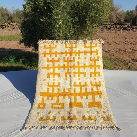 Safri - Moroccan Rug Beni Ouarain | Colorful Authentic Berber Handmade Bedroom Rug | 7'41x5'19 Ft | 2,26x1,56 m - OunizZ