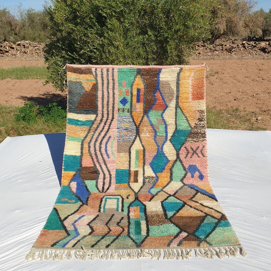 Saguya - MOROCCAN RUG BOUJAD | Moroccan Berber Rug | Colorful Rug Moroccan Carpet | Authentic Handmade Berber Bedroom Rugs | 9'74x6'10 Ft | 297x186 cm - OunizZ
