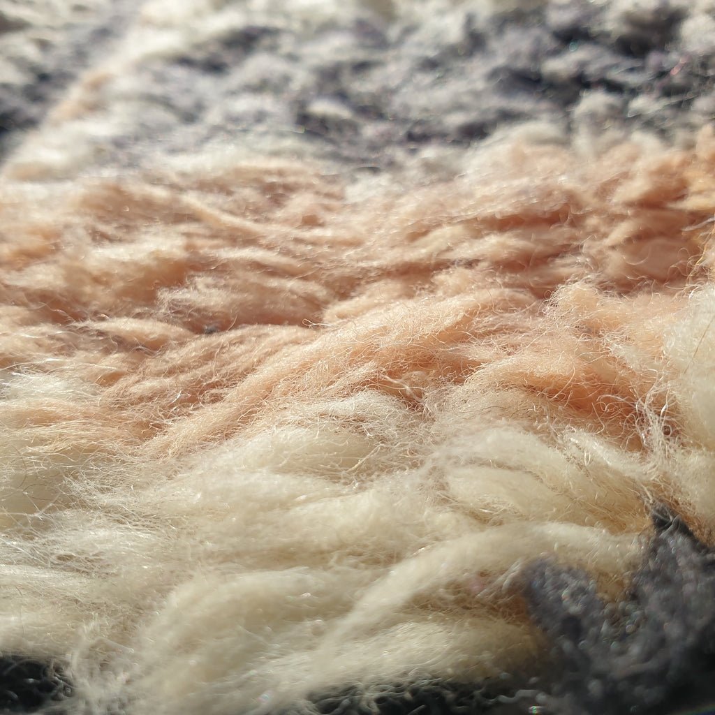 Sarhana - Moroccan Shag Rug Soft & Thick Pink Orange Beni Ourain | High Pile Area Berber Rug | 11'2x6'3 Ft | 3,4x2 m - OunizZ