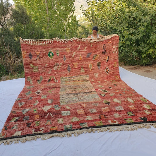 Sarjane | MOROCCAN RUG BOUJAD | Moroccan Berber Rug | Colorful Rug Moroccan Carpet | Authentic Handmade Berber Living room Rugs | 13'75x10'17 Ft | 419x310 cm - OunizZ