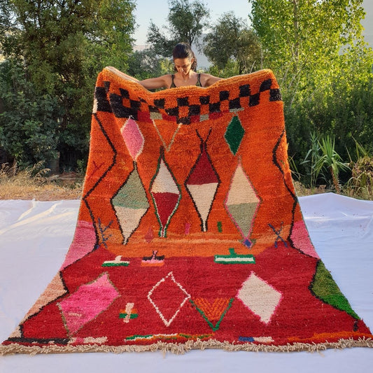 SATAA | 9x6'5 Ft | 2,85x2 m | Moroccan Colorful Rug | 100% wool handmade - OunizZ