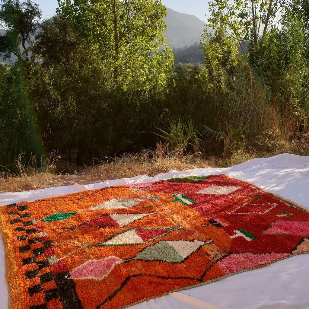 SATAA | 9x6'5 Ft | 2,85x2 m | Moroccan Colorful Rug | 100% wool handmade - OunizZ
