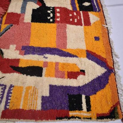 SBILICH | 9'5x7 Ft | 3x2 m | Moroccan Colorful Rug | 100% wool handmade - OunizZ