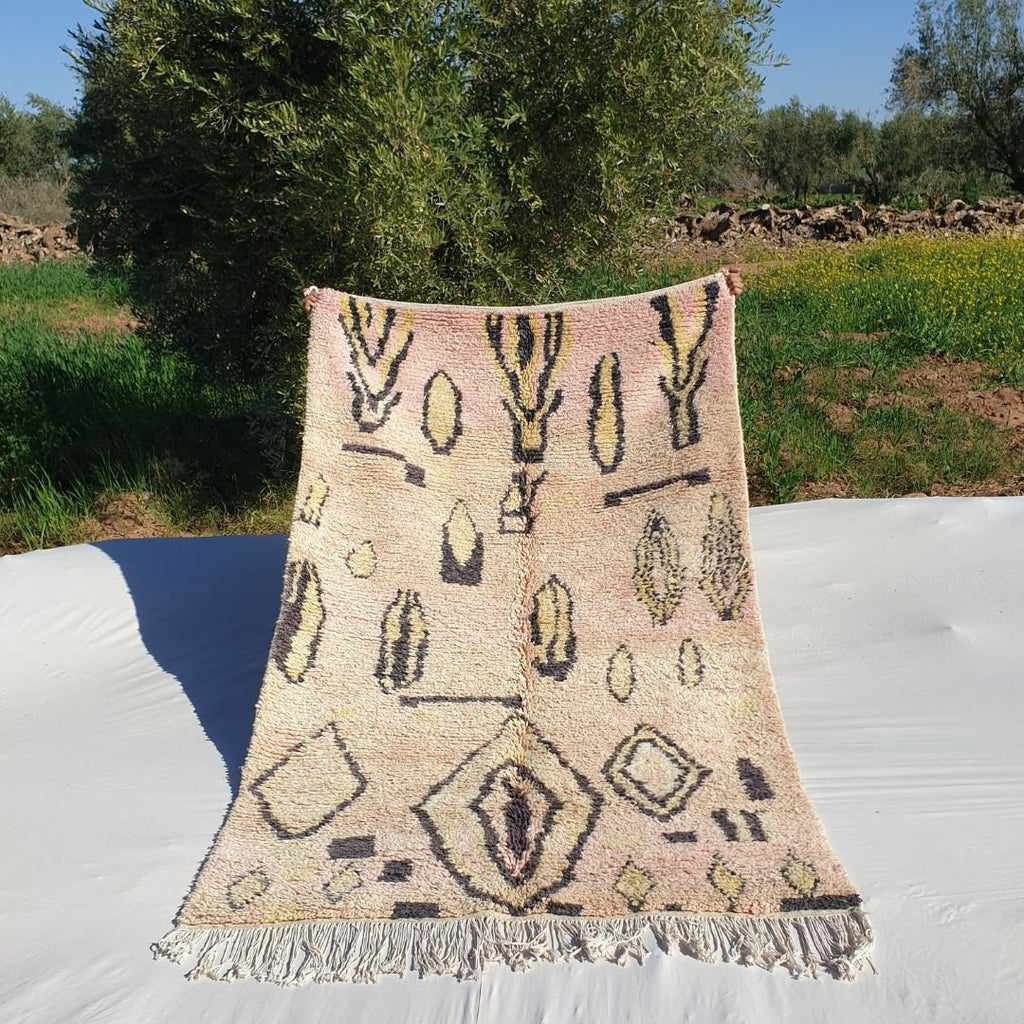 SEROS - MOROCCAN RUG 5x8 BOUJAAD Authentic Berber Rug | Handmade Bedroom Carpet | 8'2x4'7 Ft | 2,51x1,44 m - OunizZ