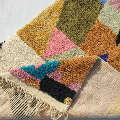 Shabby - Moroccan Rug Boujaad | Colorful Authentic Berber Handmade Bedroom Rug | 8'5x5'2 Ft | 2,60x1,58 m - OunizZ