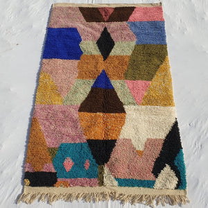 Shabby - Moroccan Rug Boujaad | Colorful Authentic Berber Handmade Bedroom Rug | 8'5x5'2 Ft | 2,60x1,58 m - OunizZ