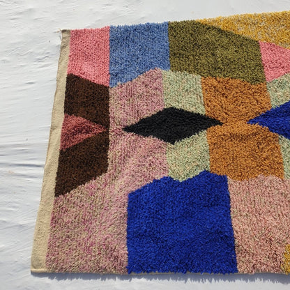 Shabby - Moroccan Rug Boujaad | Colorful Authentic Berber Handmade Bedroom Rug | 8'5x5'2 Ft | 2,60x1,58 m - OunizZ
