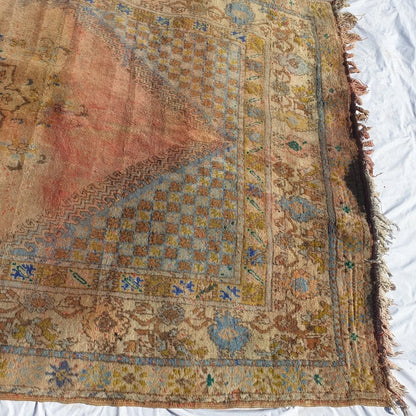 SHULM | 10x6,4 Ft | 3x2 m | Moroccan VINTAGE Rabat Rug | 100% wool handmade - OunizZ