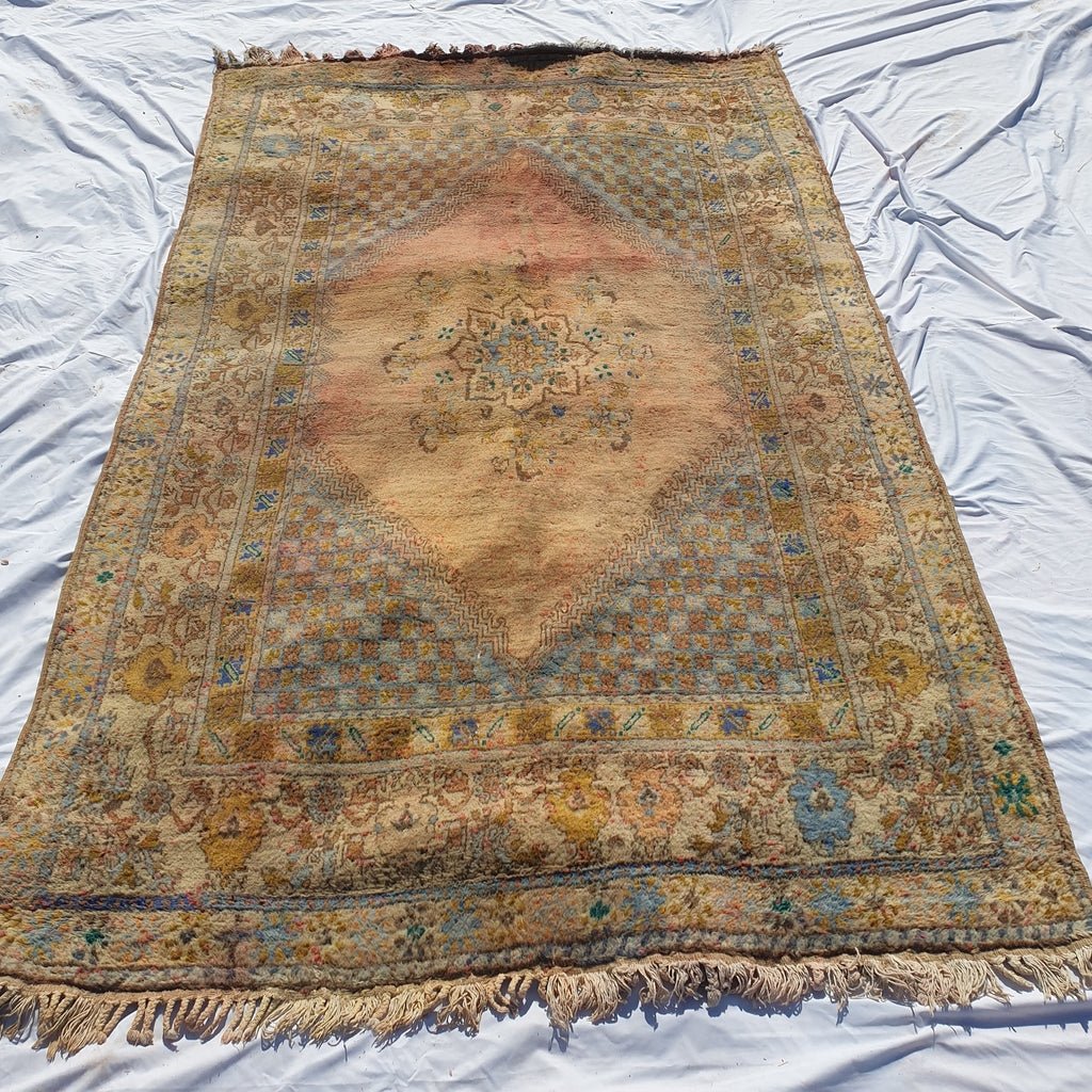 SHULM | 10x6,4 Ft | 3x2 m | Moroccan VINTAGE Rabat Rug | 100% wool handmade - OunizZ