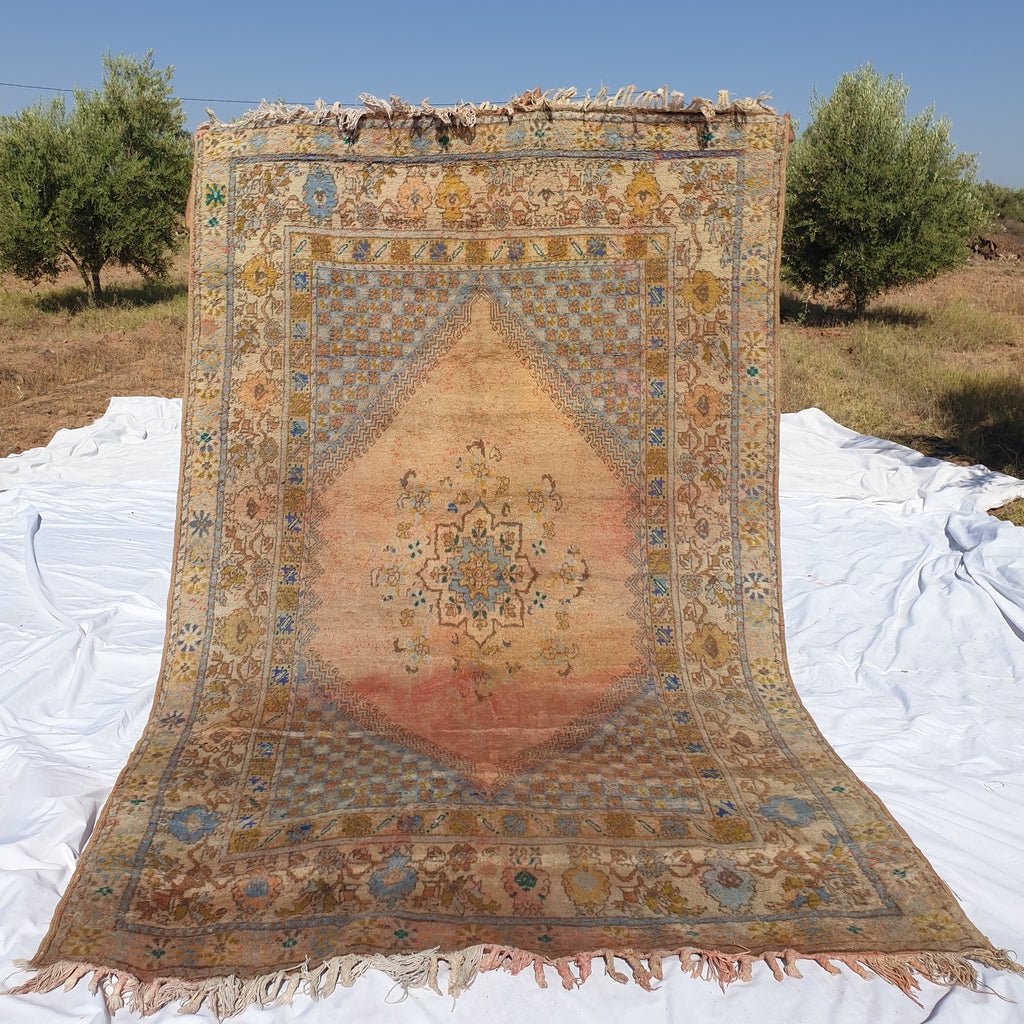 SHULM | 10x6,4 Ft | 3x2 m | Moroccan VINTAGE Rabat Rug | 100% wool handmade - OunizZ
