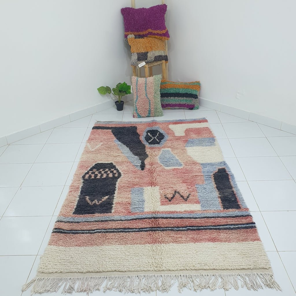 SIBOUL | 7'7x4'8 Ft | 2,36x1,46 m | Moroccan Colorful Rug | 100% wool handmade - OunizZ