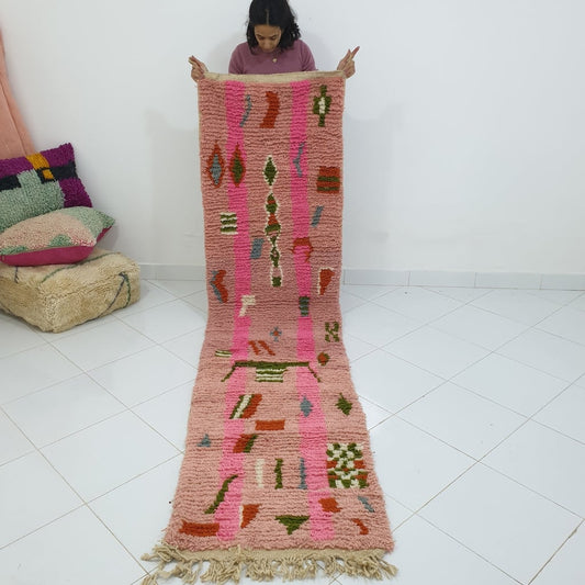 SIFOUM Runner | 9'6x2'5 Ft | 2,94x0,75 m | Moroccan Colorful Rug | 100% wool handmade - OunizZ