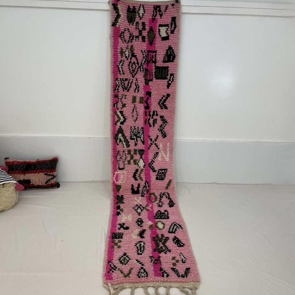 SIMFAID Runner | 10'6x2'3 Ft | 3,24x0,70 m | Moroccan Colorful Rug | 100% wool handmade - OunizZ