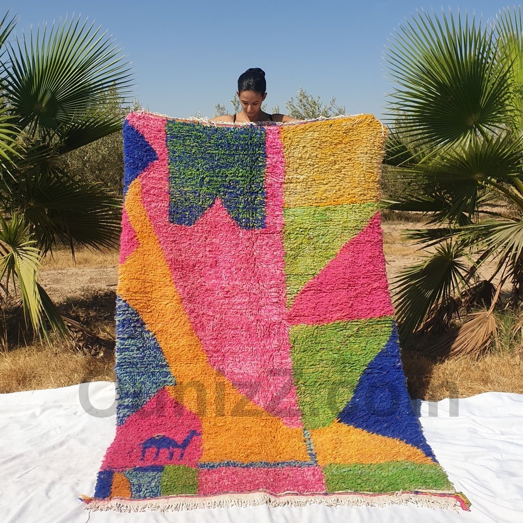 SIMFARHA | 8x5 Ft | 2,5x1,59 m | Moroccan Beni Ourain Rug | 100% wool handmade - OunizZ
