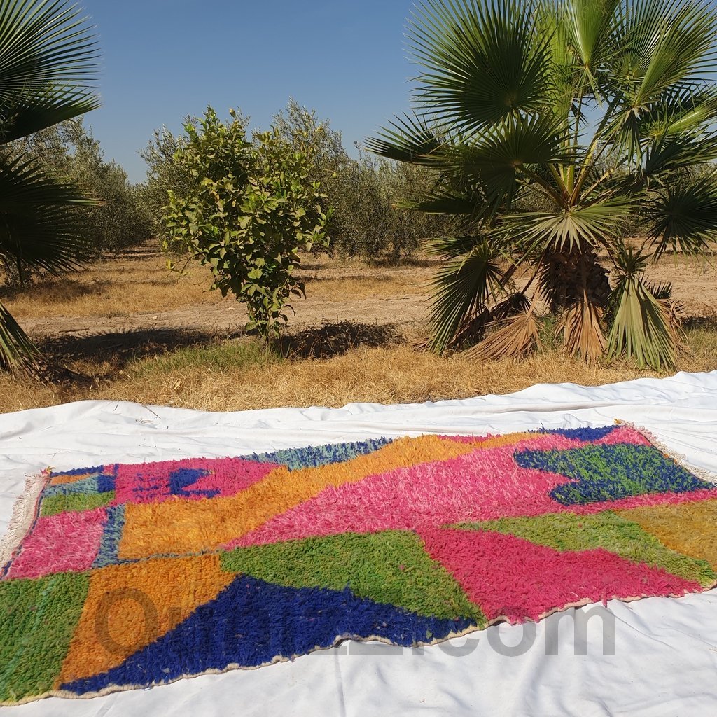 SIMFARHA | 8x5 Ft | 2,5x1,59 m | Moroccan Beni Ourain Rug | 100% wool handmade - OunizZ