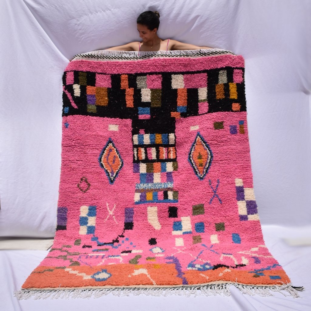 SIMIKNARI | 8x5 Ft | 2,5x1,7 m | Moroccan Colorful Rug | 100% wool handmade - OunizZ