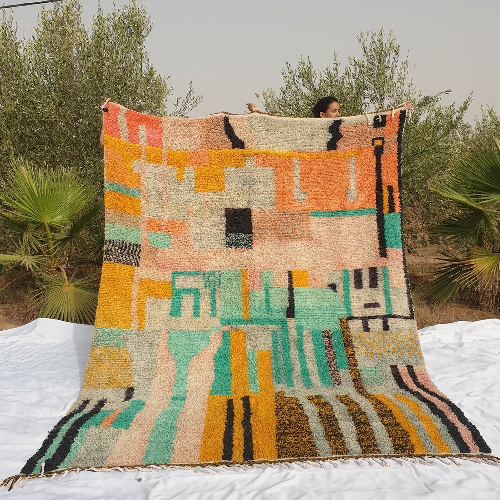 SIMILIGRANA | 10x8 ft | 3,2x2,4 m | Moroccan Colorful Rug | 100% wool handmade - OunizZ