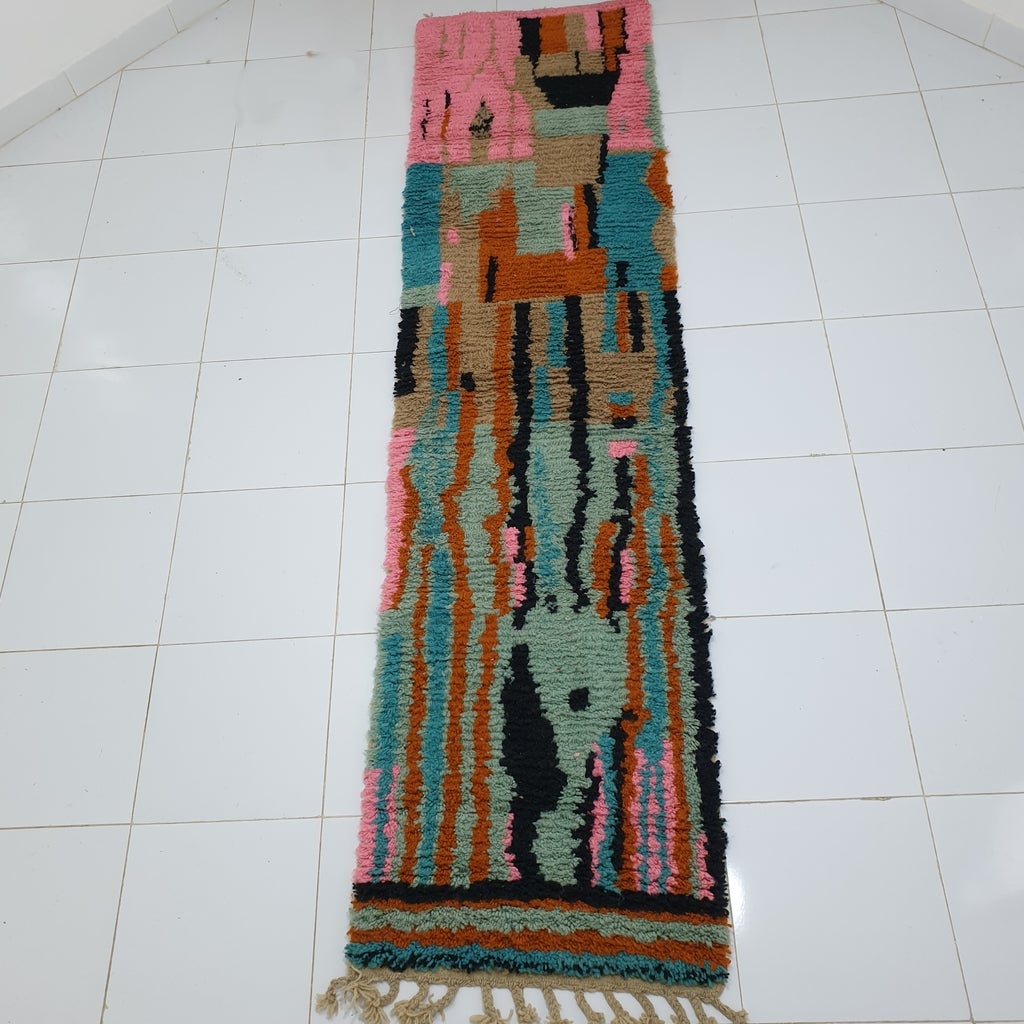 SINALI Runner | 9'5x2'4 Ft | 2,89x0,73 m | Moroccan Colorful Rug | 100% wool handmade - OunizZ